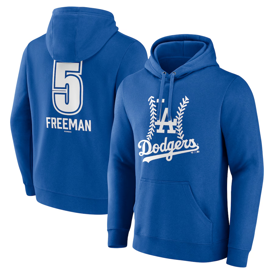 Men Los Angeles Dodgers #5 Freeman 2024 MLB World Series Champions blue hoodie